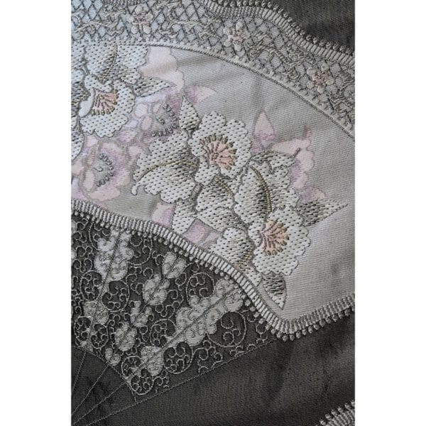 Framed Wall Art of Japanese Obi Fabric in Gold Frame