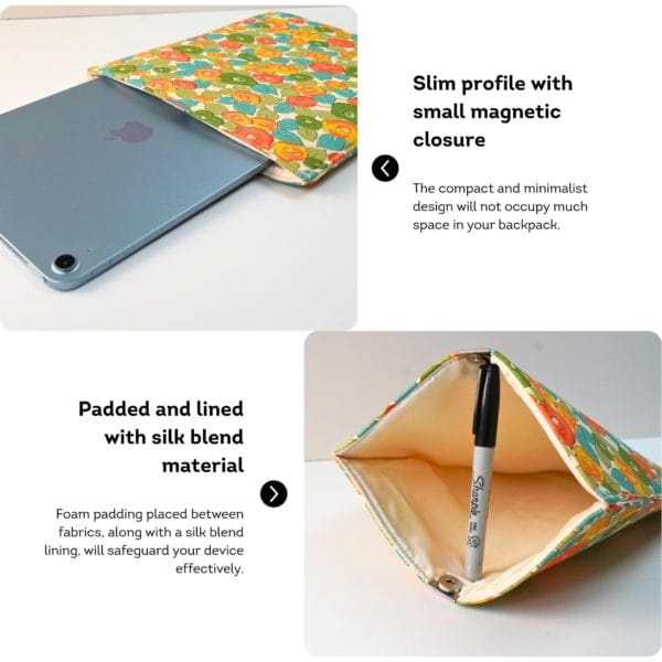 iPad Tablet Sleeve: Padded Tech Case with Magnetic Closure